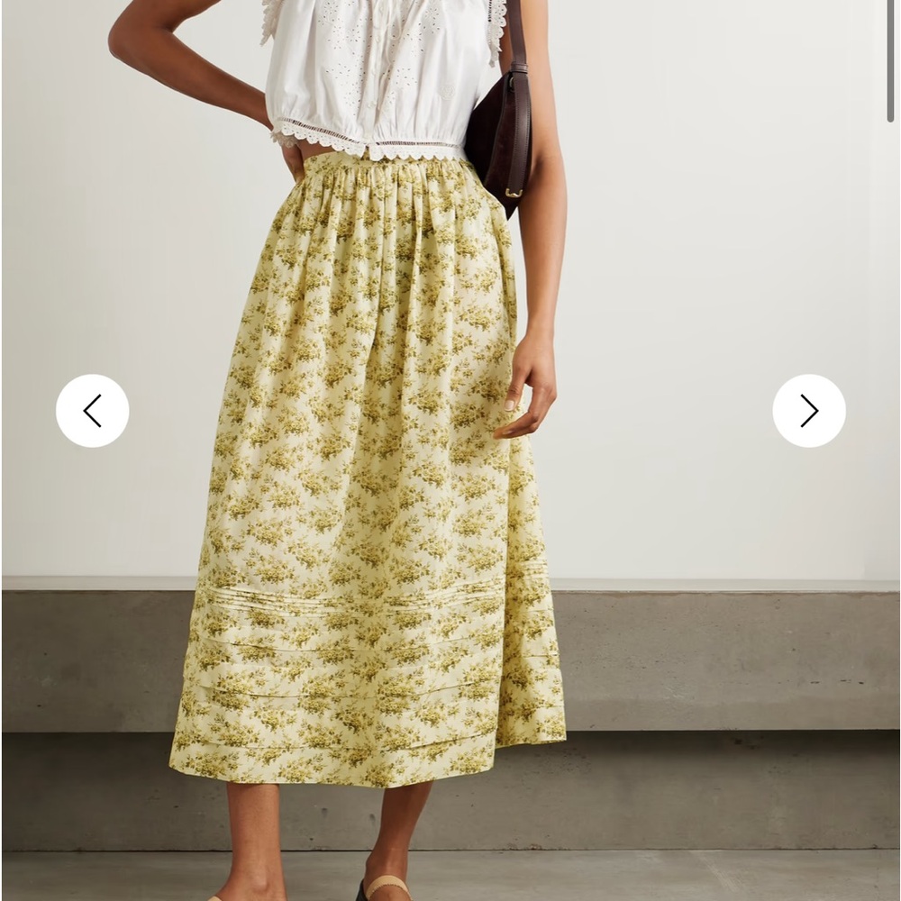 Doen Marcie Yellow and Cream Floral Long Skirt